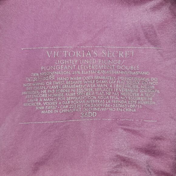 VICTORIA'S SECRET LIGHTLY LINED PLUNGE 36DD PINK BRA - Picture 5 of 5